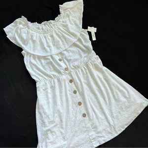NWT Wallflower Women’s Eyelet White Dress Size 1X Ruffle